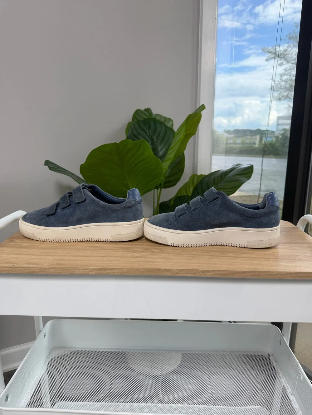 Sandro Paris Anita Dusty Blue Suede Sneakers SZ 38|7.5